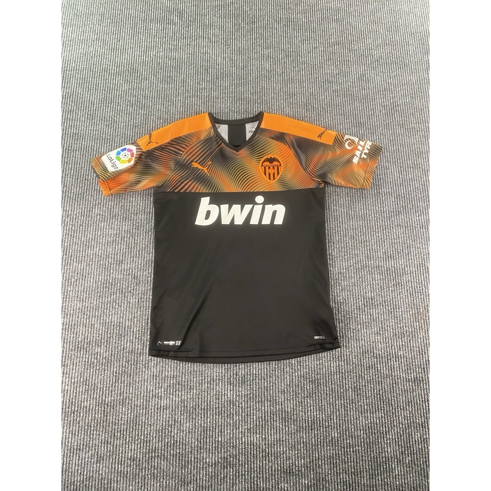Valencia CF Soccer Jersey Men Small Orange Black Puma Away Football Hugo Duro